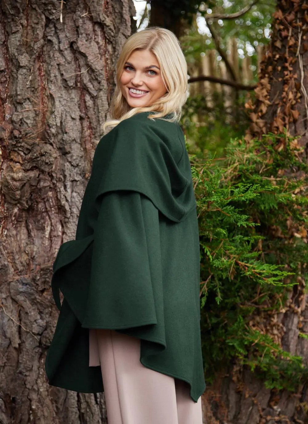Wool Cashmere Hooded Cape